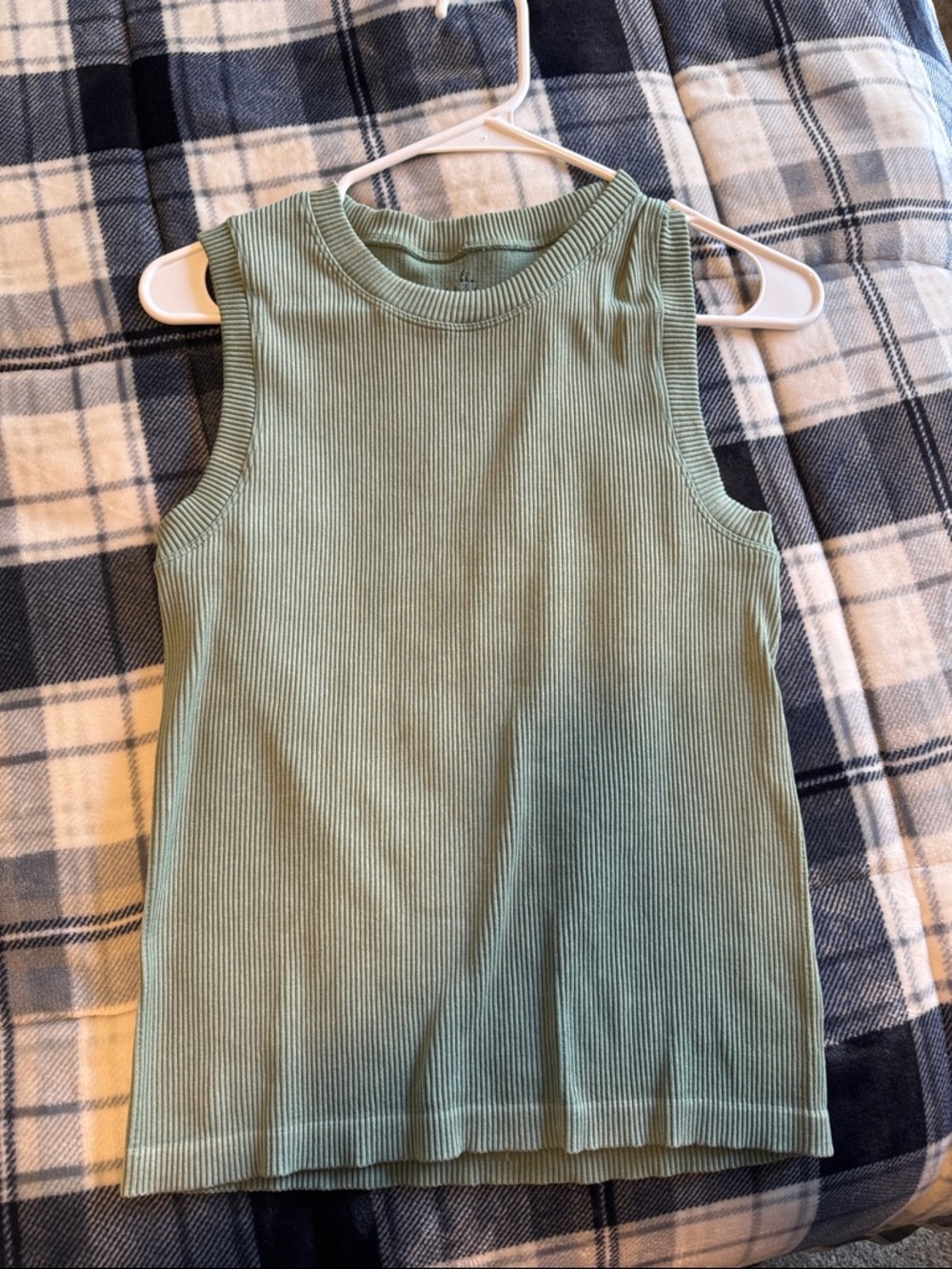 BKE Ribbed Tank Top in Sage Green